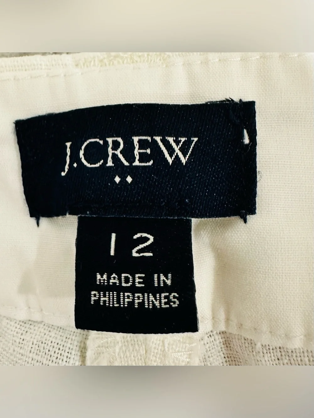 J Crew Women’s Linen Cotton Shorts Scalloped Hem White Pockets Sz 12 Resort